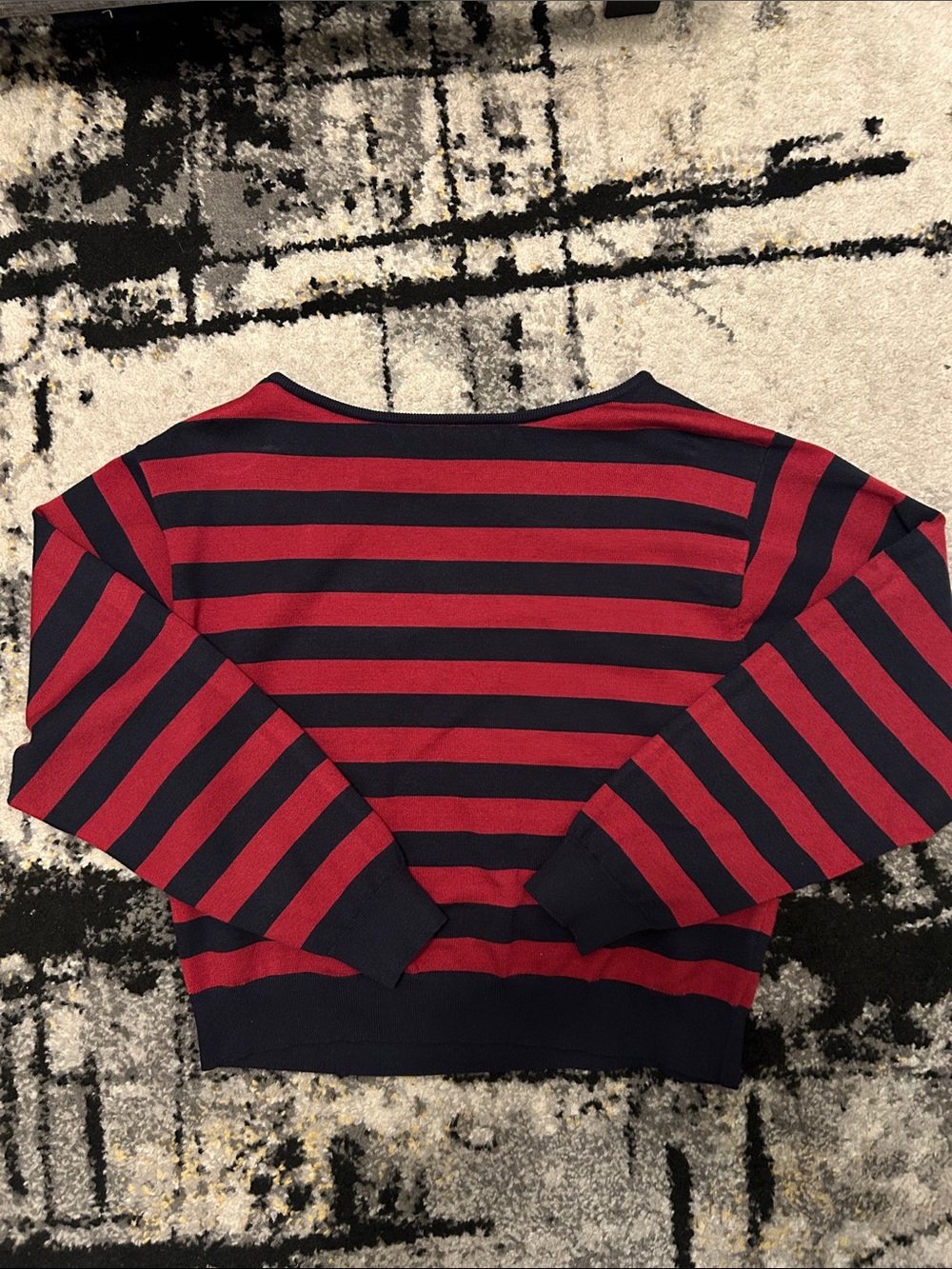 Edikted Red and Navy Striped Scoop Neck Sweater